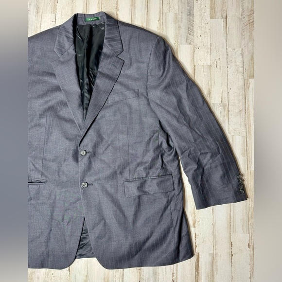 Lauren Ralph Lauren Blazer Jacket Men's 46R Gray Classic Stripe - Picture 2 of 12